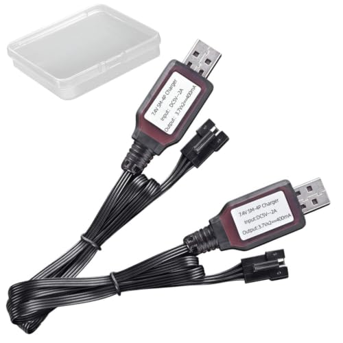 7.4v Battery Charger SM-4P Plug (Positive) 2S li-on Li-po USB Battery for RC Car/RC Boat/Gel Blaster