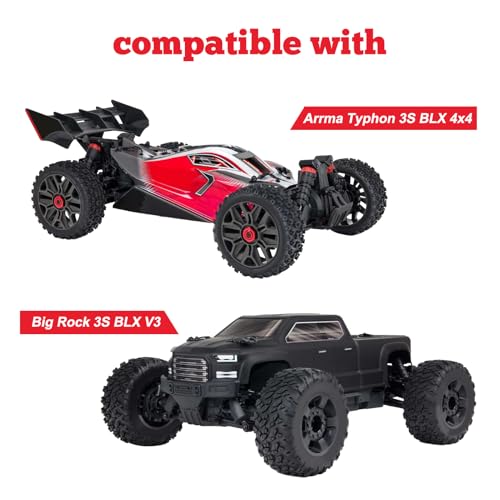 Hobbypark Aluminum Suspension Arms Set (Front & Rear) Upgrades Parts for Arrma Typhon 3s BLX Big Rock, Replacement of AR330543 AR330540 (Black) - color: Black