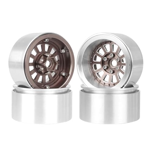 Aluminum 2.2" Beadlock Wheel Offset -10mm Metal Rims for SCX10 RR10 TRX4 VS4-10 Gen8 1/10 RC Crawler Car Upgrade Parts (12-Spoke, Bronze) - color: 12-Spoke, Bronze