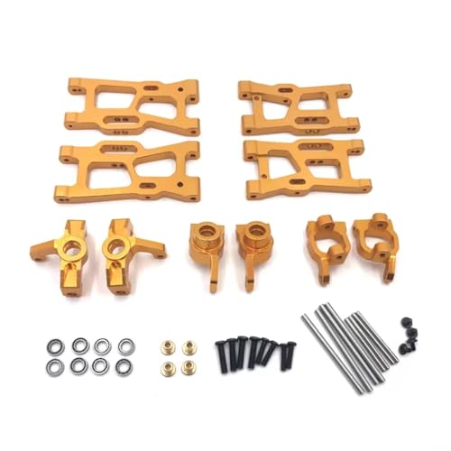 RC Steering Knuckles For Wltoys 144001 144010 124007 1/14 124008 124016 124017 1/12 Metal Suspension Arms Steering Cup Hub Carriers Set Upgrade Parts(Yellow) - color: Yellow