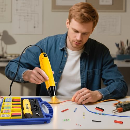 haisstronica Solder Seal Connectors and Tubing Kit, Mini Heat Gun, 340PCS | Wire Gauge Markings, Low-Melt Solder Rings, 2 Heat Settings, Removable Bins, Automotive and Trailer Wiring - size: 340PCS