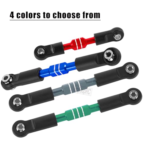 RC Aluminum Front&Rear Link Set Upgrades Part for 1/10 Slash/Rustler/Stampede/Bandit VXL 2WD.Adjustable Turnbuckles Camber Links Toe Link Hops Up,Titanium. - color: Titanium(for 1/10)
