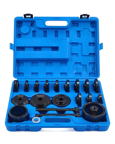 OMT Wheel Bearing Press Kit for Front Wheel Bearing Removal & Installation | 24pc Wheel Bearing Puller Tool Set with Sliding Screws Bushings and Sleeves, Blue Case - color: blue