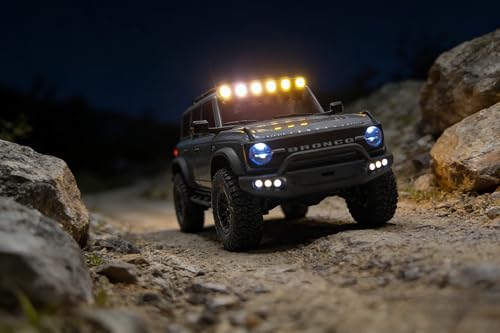 RC Car LED Roof Light Bar for Axial SCX30 1/30 Ford Bronco (Yellow Round Light Bar) - color: Yellow Round Light Bar