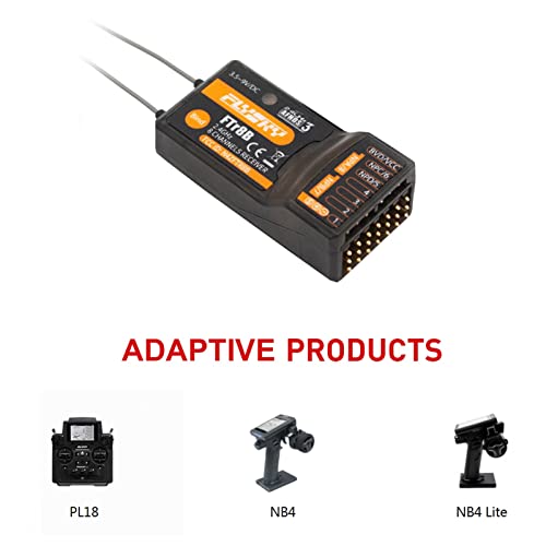 HTLNUZD Flysky FTr8B 2.4GHz Remote Control Receiver Dual Antenna, 8CH PWM/PPM/i.Bus/S.Bus Output Compatible AFHDS 3 RF Modules for PL18 NB4 NB4 Lite Transmitter RC Glider Vehicles