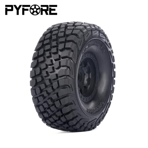 1/7 Mojave Desert Short Course Truck Tires Wheel Compatible with TRAXXAS UDR Off-Road Buggy Tire 17MM Adapter Wearable FS 336184 RC Model Car (Black) - color: Black
