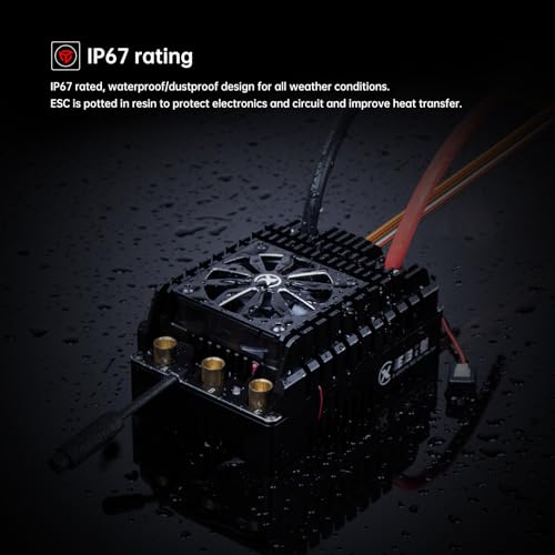 XC E3 Sensored Brushless ESC for RC Car, 6-12S Lipo,300A Continuous Current,10-25A、6.0/7.4/8.4V BEC,Applicable to 1/5,Support Turbo Timing and APP Control - size: E3