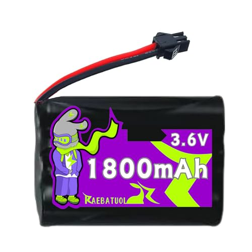 3.6V 1800mAh Ni-Cd Rechargeable Battery with SM-2P Plug(Black),Fit for SY-E571 RC Excavator Battle Bumper Cars C143 D143 Rockola Supersound 490 Jukebox with Charger (3*AA)