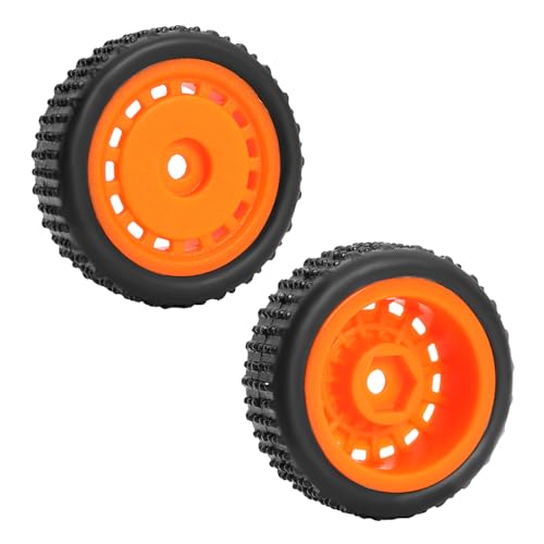 Pre-Mounted Pin Buggy Tires and Wheels Rims Hub Tires Set for 1/24 Losi Micro-B 1/28 Losi Micro-T Wltoys 244016 Upgrade Part (Orange Micro-B) - color: Orange Micro-b
