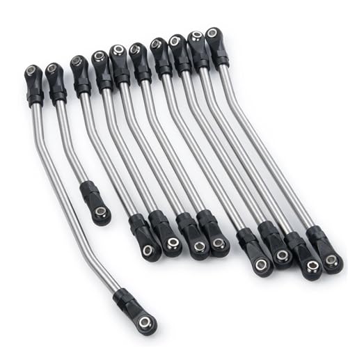 RC Car Models Parts for Axial for Scx10 Ii 90046 1/10 Rc Car 10Pcs 313 324Mm Stainless Steel Link Rod Set Linkage Steering W Nylon Ball End(313mm) - size: 313mm