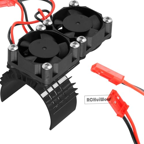 RC VXL-3s ESC Cooling Fan Heat Sink w/Dual Fan Heat Sink Upgrades Part for 1/10 Slash Rustler Stampede 4x4 VXL 4WD,High Velocity Fan Heatsink Hops Up,Black - color: Black(1set)