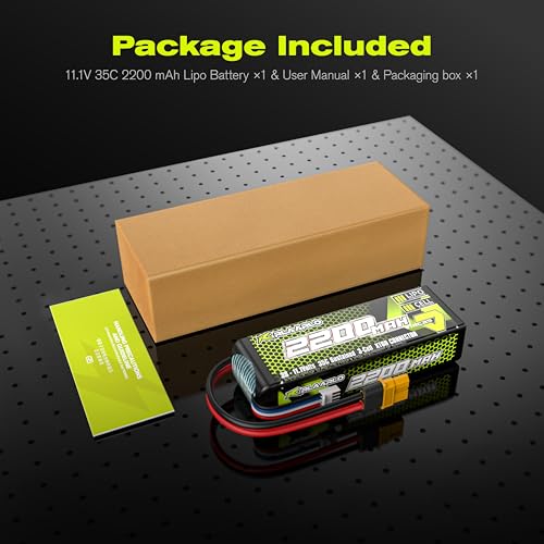 RIAARIO 3s Lipo Battery 35C 2200mAh 11.1V Lipo Battery with XT60 Connector for RC Car Truck Buggy Truggy Racing Hobby Models(1 Pack)