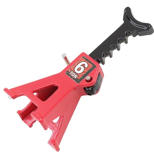 4pcs 1/24 RC Scale Metal Mini Toy Jack Stands for Simulation Compatible with 1/18 and 1/24 RC Crawler Cars SCX24, AX24, TRX4M, FCX24 (Red) - color: Red