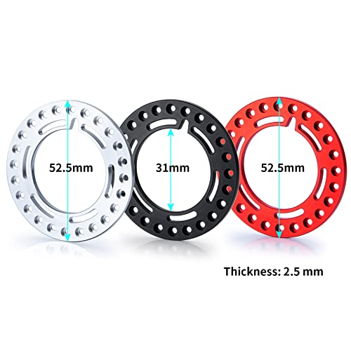 4pcs Aluminum 1.9inch RC Beadlock Wheel Rim Replacement Ring for 1/10 RC Crawler Car 1.9" Wheels/Rims (Silver) - color: Silver