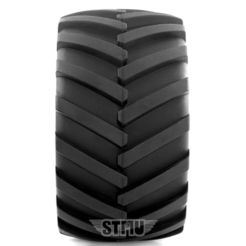 RC Monster Truck Tires and 17mm&14mm Hex Wheels Rims Rubber Buggy Tyres for 1/8&1/7 Scale Off Road Truck Car Kaiju Tmaxx E-Revo 3.3 Arrma Kraton 6S Typhon 3S HPI Redcat Traxxas Maxx (White) - color: White