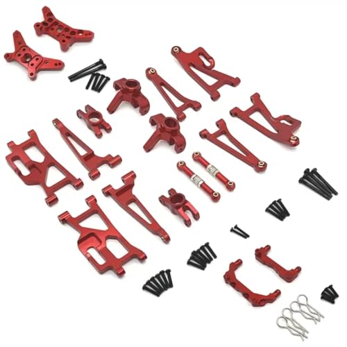 RC Replacement Parts for MJX 14209 14210 1/14 Metal Steering Cup Upper Lower for Swing Arm Set Shock Tower Bracket Body Post RC Car Upgrade Parts Accessories(Red) - color: Red