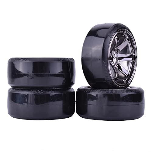 4Pcs 63mm RC Drift Car Tires Hard Tyres Plastic Wheel Rims for 1/10 RC On-Road Drifting Car for HSP Tamiya HPI Kyosho Spare Parts(Gray) - color: Gray