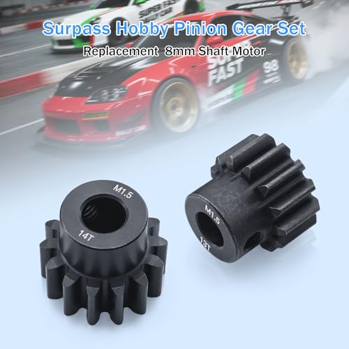 M1.5 Pinion Gear 11T 12T 13T 14T 8mm Shaft Steel Motor Gear Set for 1/5 1/6 1/7 1/8 1/10 Tra-xxas Arrma HSP HPI AXIAL LOSI RC Car Brushed Brushless Motor - size: 11T 12T 13T 14T