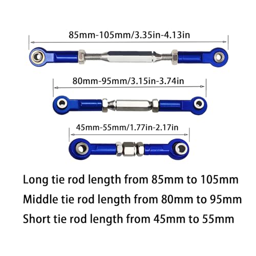 Adjustable Stainless Steel Turnbuckles Set/Camber Links with Rod Ends Set for 1/10 Traxxas Slash 4X4 2WD /Rustler 2WD 4X4/Hoss 2WD 4X4/ Stampede 2WD 4X4/Bandit 2WD 4X4/ Upgrades Parts(Navy Blue)
