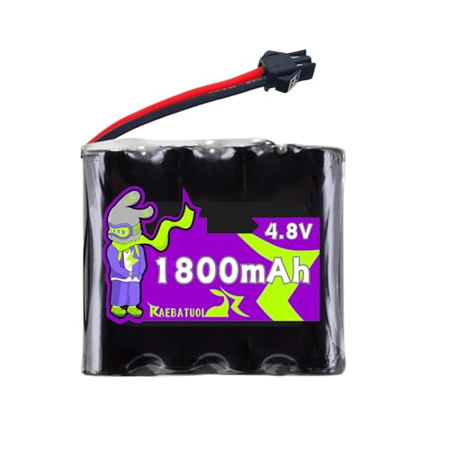 4.8V 1800mAh Ni-Cd Rechargeable Battery with SM-2P Plug(Black),Fit for SY-E511 RC Excavator C181 C182 C185 1/18 Scale C181 E562 TD141 with Charger (4*AA)
