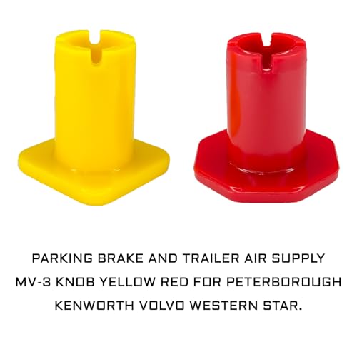 2-Pack Parking and Trailer Air Brake Knob Set 298818N Yellow and 298817N Red Parking and Air Brake Knobs Replacement for Peterbilt Kenworth Volvo Western Star Truck Trucks and Bendix MV-3 Valves
