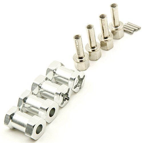 RC 12mm Wheel Hex Drive Hubs Combiner Coupler Aluminum 15mm/20mm/25mm/30mm Offset Extension Longer Combiner Drive Adapter for 1/10 Axial SCX10 Wraith RC Car Upgrade Parts (Silver - 20mm) - color: Silver - 20mm