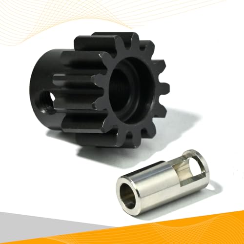 M1.5 13T Pinion Gear 8mm Bore with 8mm to 5mm Shaft Adapter Sleeve, Chromium Steel Motor Gear with Set Screw & Hex Key for Traxxas ARRMA Losi 1/5 1/8 RC Cars - size: 13T