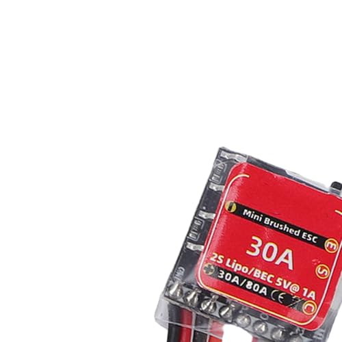 Zunate 30A Mini RC Brushed ESC with Brake for 1/32 1/18 /24 Scale Cars, Compatible with 2S Lipo NiMH Batteries and N20 N030 N050 N130 N180 Brushed Motors