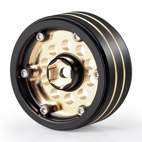 Brass 1.3" RC Beadlock Wheel Rims for 1/18 TRX4M 1/24 AXIAL SCX24 | 4pcs/228g Heavy Weight RC Crawler Car Upgrade Parts - color: Black