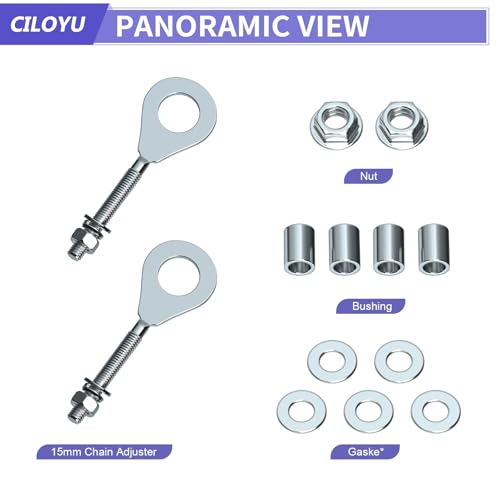 14mm 225mm Front Axle Kit + 325mm Mini Bike Rear Axle for CT200U | 14mm Rear and Front Axle Kit Compatible with Coleman CT200U Minibike 196CC 200CC 6.5HP Engine Parts 15mm Chain Adjuster - color: gold