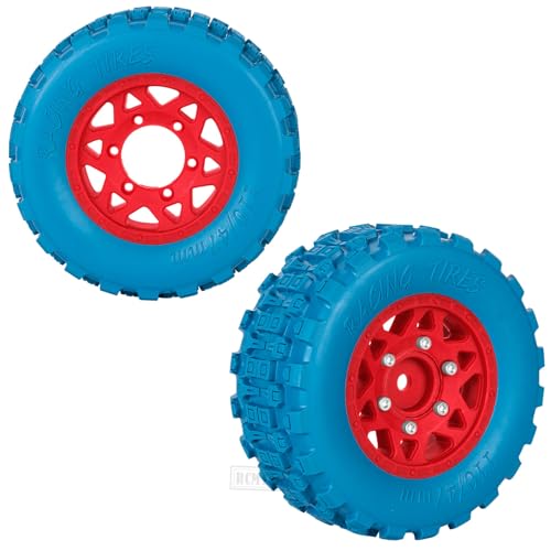 RC F/R Wheels and Tires Set w/Detachable Replace Running on Off-Road Tire RC Wheel Hex for 1/10 Slash 4WD 4×4 2WD/Arrm a Senton/Axia1/Rc 4wd/Redca t,12mm/14mm/17mm Hex,Red-Navy Blue(4PCS - color: Red-navy Blue(rc Wheels Tires)