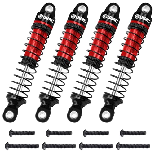 OGRC 60mm Long Travel RC Shock Absorber Oil Damper for TRX4M 1/18 RC Car | Oil-filled, Aluminum, for Traxxas TRX4M Upgrade Parts, Red - color: Black Red