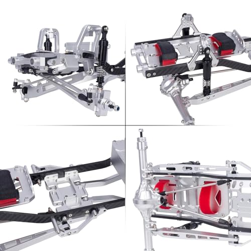 Twin I-Beam 2WD Pre-Runner CNC Aluminum Chassis Kit for 1/10 RC Crawler Axial SCX10 I II III Pro TRX4 Capra Upgrades (Silver) - color: Silver