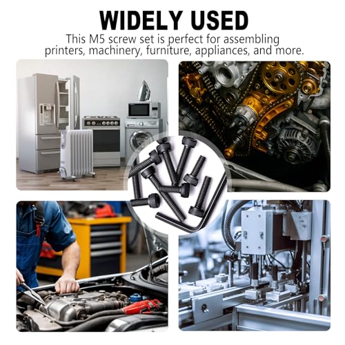304PCS M5 Screws Kit, M5x8/12/16/20/30/35mm Hex Socket Head Cap Screws Bolts Nuts Washers Kit, 12.9 Grade Alloy Steel Metric Machine Screw for 3D Printing - size: M5 x 8/12/16/20/30/35mm, style: Socket Head