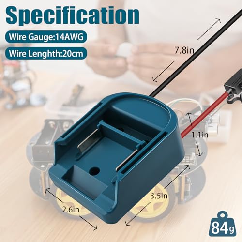 2 Pack Power Wheel Adapter for Makkita 18V LXT Battery, 14AWG Wire with Switch, Fuse & Terminals, DIY Power Converter for Ride On Cars, RC Toys, Work Lights & Robotics - style: 2pcs for Mak 18v