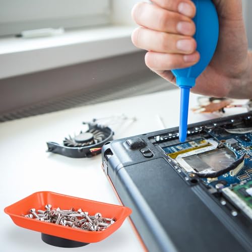 16 PCS Orange Magnet Screw Trays, 2 Sizes Stainless Steel Magnetic Parts Trays, Orange Magnetic Tool Tray for Collecting Nuts, Screws, Bolts, Small Parts 5.9x2.5/3.6x2.4 inch