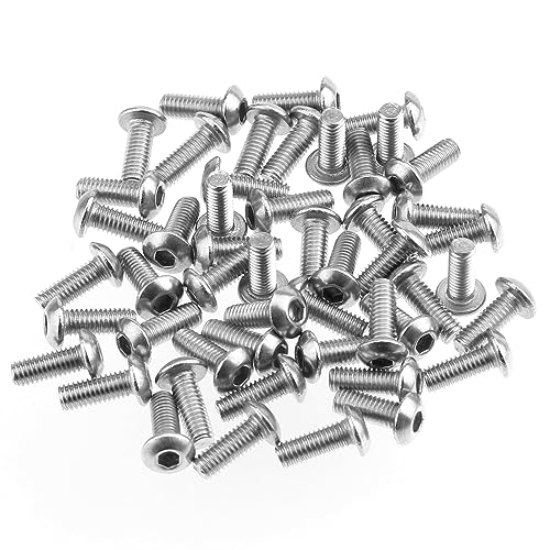 HELIFOUNER 100 Pieces M3 x 8mm, Thread Pitch 0.5mm, 304 Stainless Steel (18-8) Button Head Socket Cap Screws, Fully Threaded - size: M3 x 8mm
