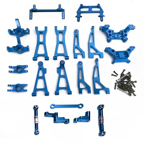Swing Arm Shock Mount Body Pillar Steering Rod Kit, Metal Aluminum Alloy Upgrade Accessories Spare Part, for Hyper GO BEZGAR Jetwood H16BM H16GT H16DR 1/16 RC Car (10 Sets Blue) - color: 10 Sets Blue