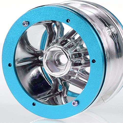 4PCS Plastic Plating 2.2 Inch Beadlock Wheel Rim Wheel Parts for 1/10 RC Rock Crawler Car Truck for Axial TRX4 Wraith SCX10 CC01 D90 90046 TF2(Blue) - color: Blue