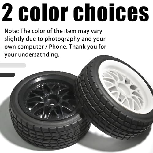 OD 2.65" On Road Rubber Tires Nylon Wheels- 12mm Hex for 1/10 RC Racing Car | Compatible with MJX HSP Tamiya HPI Kyosho Traxxas Sakura Redcat WLtoys 1/10 RC On-Road Racing Touring Car (4pcs, White) - style: C-White