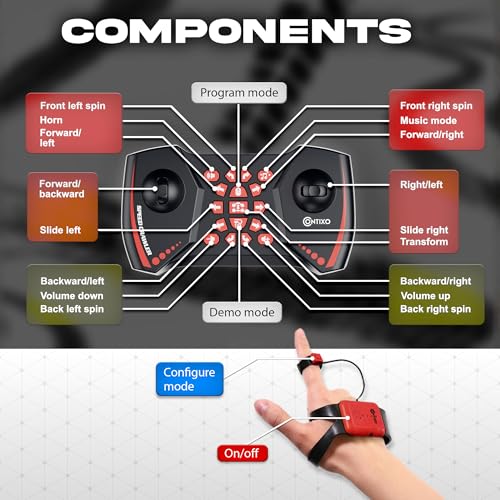 Contixo Kids Large Remote Control Car w/Gesture Sensor, Stunt Car, Red | Gesture Sensor, 4WD 360° Spins, Music, Lights & Spray, Side Drifts, Double-Sided Driving Off-Road Stunt - color: Red