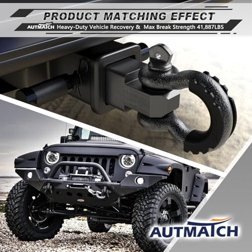 AUTMATCH 3/4" D Ring Shackles (2-Pack) - 41,887 lbs Break Strength | Clevis Shackle with 7/8" Pin & Isolator Washer Kit for Tow Strap, Winch, Towing & Off-Road Vehicle Recovery, Grainstone - color: Grainstone