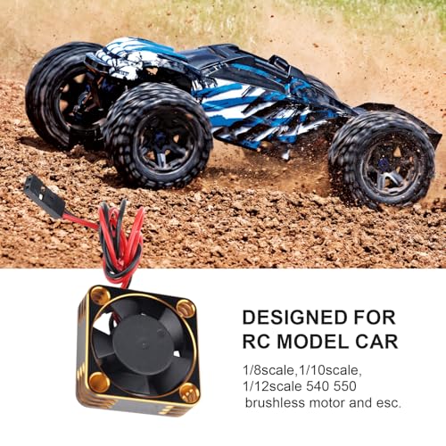 30mm RC Car Motor Cooling Fan Heatsink 28000RPM Brushless ESC Cooling Fan for RC Car Truck Buggy 1/8 1/10 540 550 Motors (Black-Gold) - color: Black-Gold