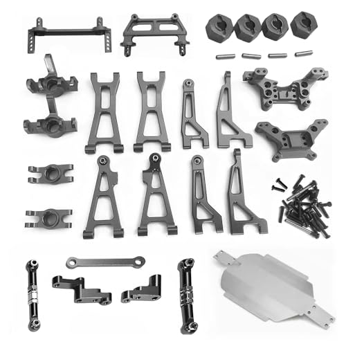 Compatible with Hyper GO RC Car Parts, 1/16 Metal Upgrade Aluminum Accessories, Replacement Parts kit for H16BM H16GT H16DR H16 MJX 16207 16208 16209 16210 (Gray 38PC) - color: Gray 38pc