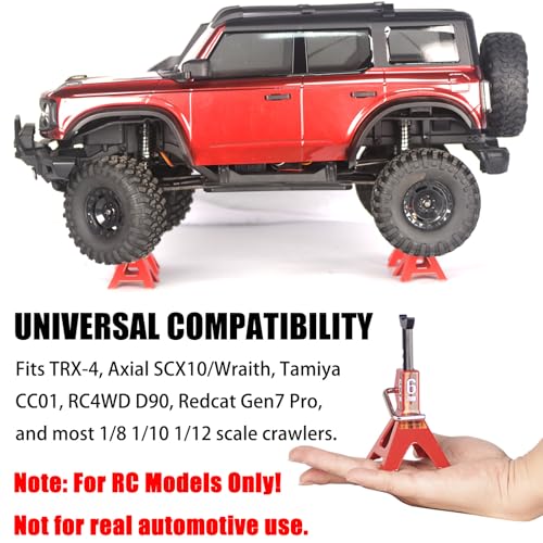 2-Pack Adjustable Metal RC Jack Stands, 6 Ton Repairing Tool Height 74.5-115mm Support Stands for 1/8 1/10 1/12 Scale TRX-4 Axial SCX10 Wraith Tamiya CC01 RC4WD D90 RC Car Repair Display - size: Big 2Pcs