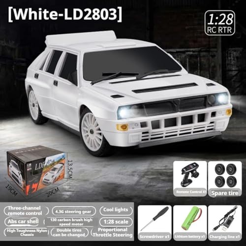 LD2803 1/28 RC Drift Car, Full Proportional 4WD Remote Control Racing Vehicle, High Speed Electric Car for Adults, Mini Hobby Grade Model Gift (White) - color: White (Ld2803)