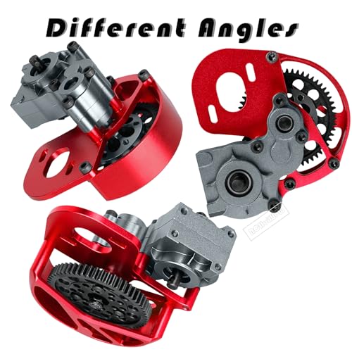 RC Aluminum Transmission Gearbox Upgrades Part for 1/10 SCX10, SCX10 II 90046 90047 Wraith,AX10 RC Crawler car,Alloy Center Transmission Gearbox,Titanium & Red - color: Titanium&red(1pc)