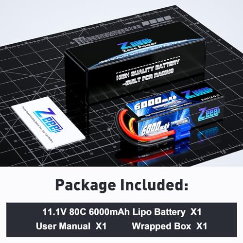 Zeee 3S Lipo Battery 6000mAh 11.1V 80C Hard Case RC Battery with EC5 Plug for RC 1/8 1/10 Scale Vehicles Car Trucks Boats