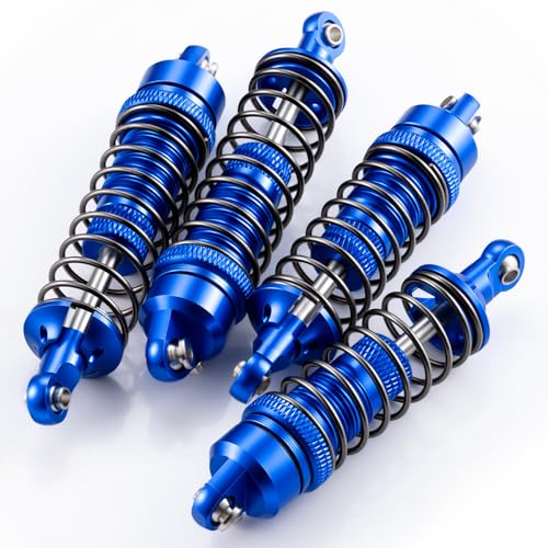 4PCS Full Aluminum RC Car Oil Shock Absorber Front & Rear Shock Absorber Damper Assembled Set Compatible with 1/10 Team Associated RB10 RC Off Road Car Upgrades (Blue) - color: Blue