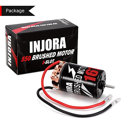 INJORA 550 Brushed Motor Waterproof 3-Slot 16T Motor for 1/10 Scale RC Car Crawler Truck Buggy Axial SCX10 AXI03007 JL 90046 TRX4 TRX6 (INM09) - size: 16T